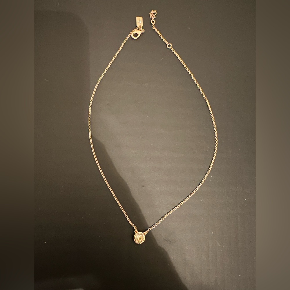 Coach rose gold brass crystal necklace and matching flower earring set - Picture 2 of 5